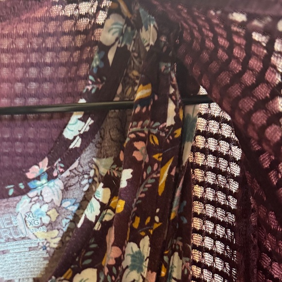 Relativity Burgundy Floral Cardigan Sweater - Picture 4 of 5